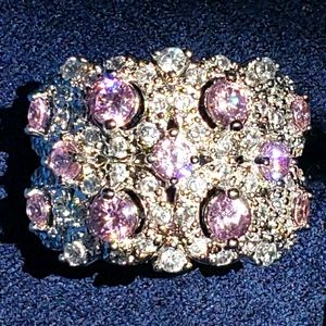 Ring. Simulated White diamond and pink sisapphire.